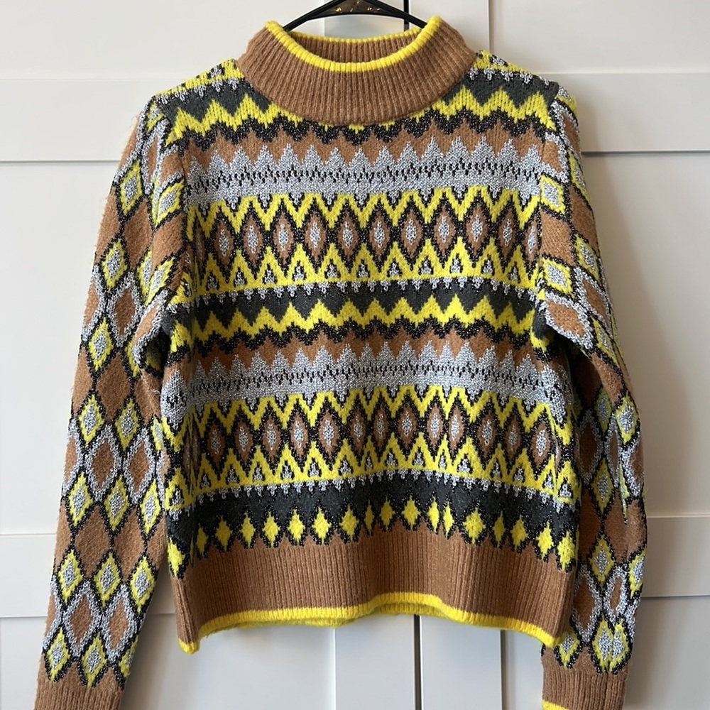 ZARA mock neck sweater with metallic threads